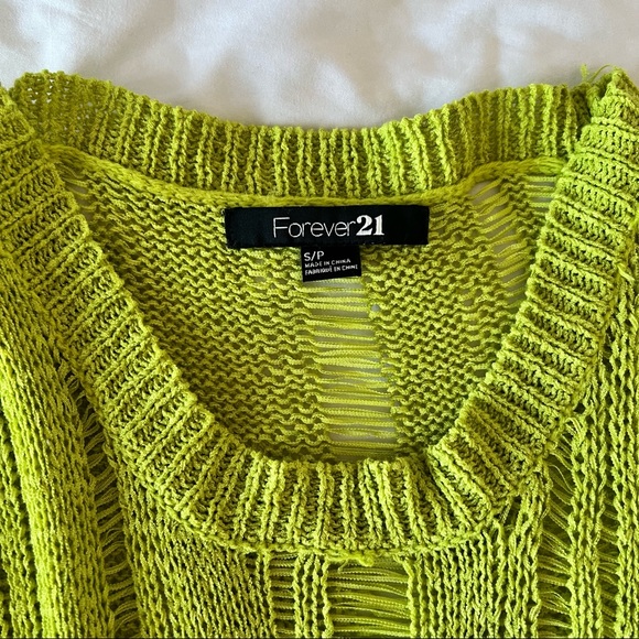 {SOLD} Neon Green Crochet Sweater - Picture 6 of 6